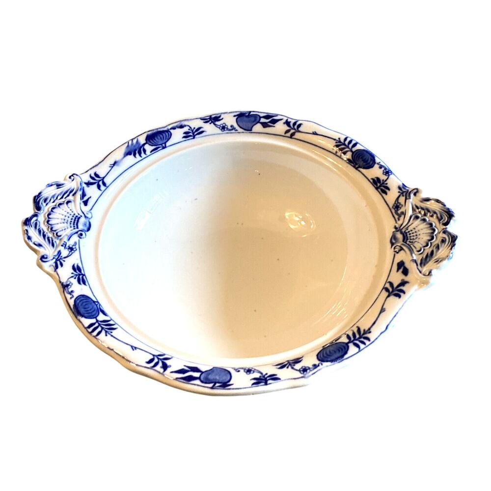 Antique LS&S Meissen Blue & White Onion Pedestal Vegetable Bowl Handles Marked